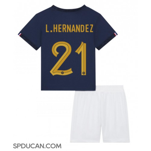Dječji Nogometni Dres Francuska Lucas Hernandez #21 Domaci SP 2022 Kratak Rukav (+ Kratke hlače)
